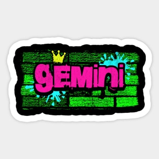 Gemini Retro Graffiti 80s Zodiac Birthday June May Astrology Sticker